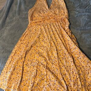 Floral Yellow Halter Dress